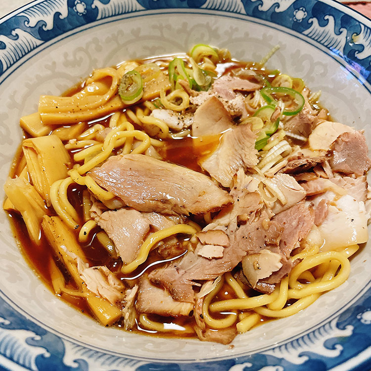 富山 大喜 根塚店 おみやげで作ったラーメン（食べかけ）