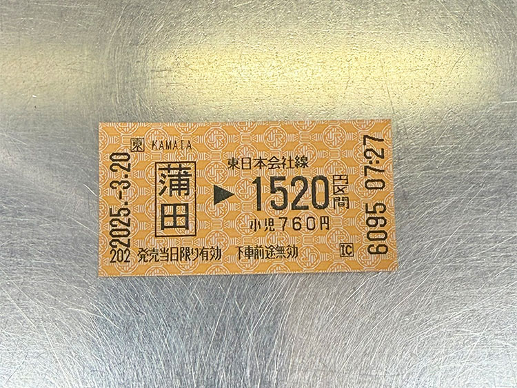 JR蒲田駅で購入した切符